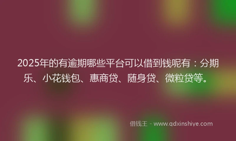 2025年的有逾期哪些平台可以借到钱呢有：分期乐、小花钱包、惠商贷、随身贷、微粒贷等。