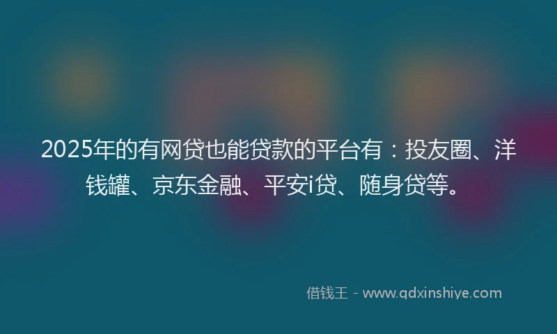 2025年的有网贷也能贷款的平台有：投友圈、洋钱罐、京东金融、平安i贷、随身贷等。