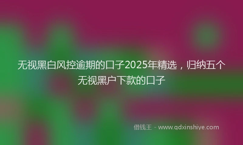 无视黑白风控逾期的口子2025年精选，归纳五个无视黑户下款的口子