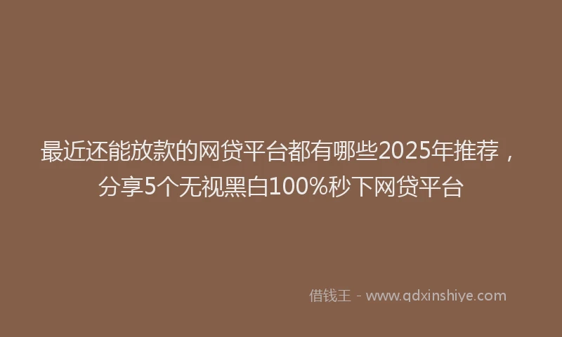 最近还能放款的网贷平台都有哪些2025年推荐，分享5个无视黑白100%秒下网贷平台