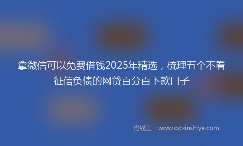 拿微信可以免费借钱2025年精选，梳理五个不看征信负债的网贷百分百下款口子