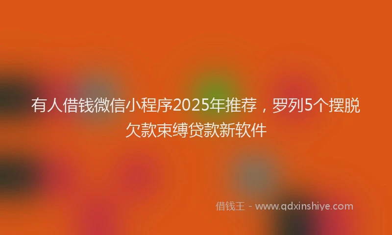 有人借钱微信小程序2025年推荐，罗列5个摆脱欠款束缚贷款新软件