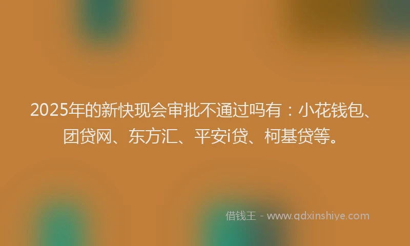 2025年的新快现会审批不通过吗有：小花钱包、团贷网、东方汇、平安i贷、柯基贷等。