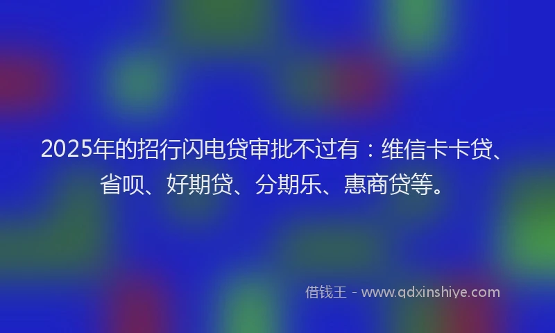 2025年的招行闪电贷审批不过有：维信卡卡贷、省呗、好期贷、分期乐、惠商贷等。