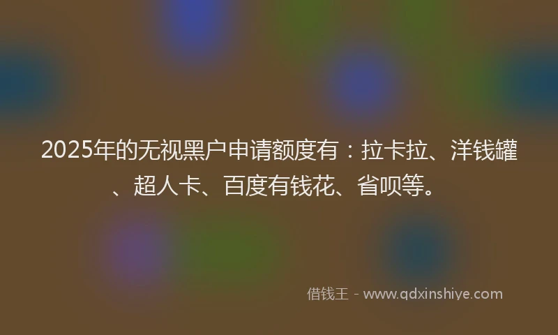 2025年的无视黑户申请额度有：拉卡拉、洋钱罐、超人卡、百度有钱花、省呗等。