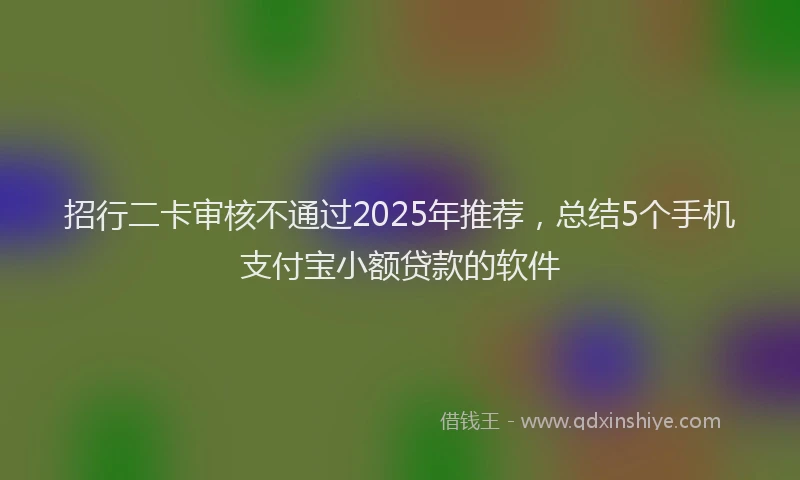 招行二卡审核不通过2025年推荐，总结5个手机支付宝小额贷款的软件