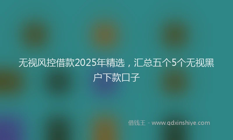 无视风控借款2025年精选，汇总五个5个无视黑户下款口子