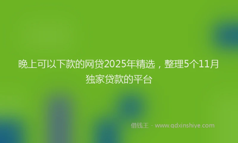 晚上可以下款的网贷2025年精选，整理5个11月独家贷款的平台