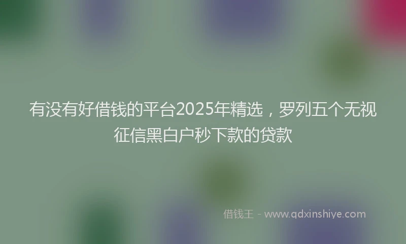 有没有好借钱的平台2025年精选，罗列五个无视征信黑白户秒下款的贷款