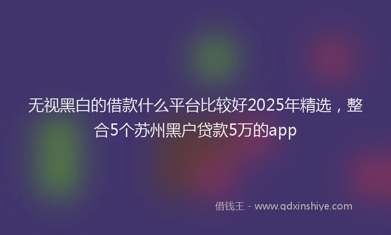 无视黑白的借款什么平台比较好2025年精选，整合5个苏州黑户贷款5万的app