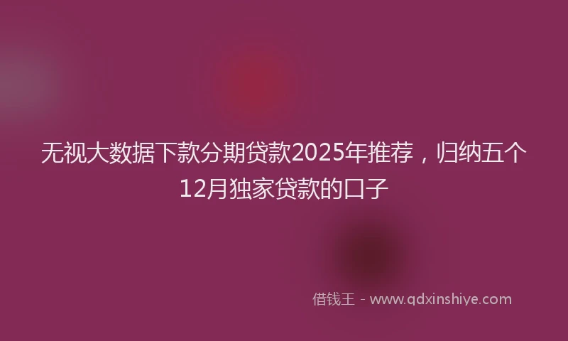 无视大数据下款分期贷款2025年推荐，归纳五个12月独家贷款的口子