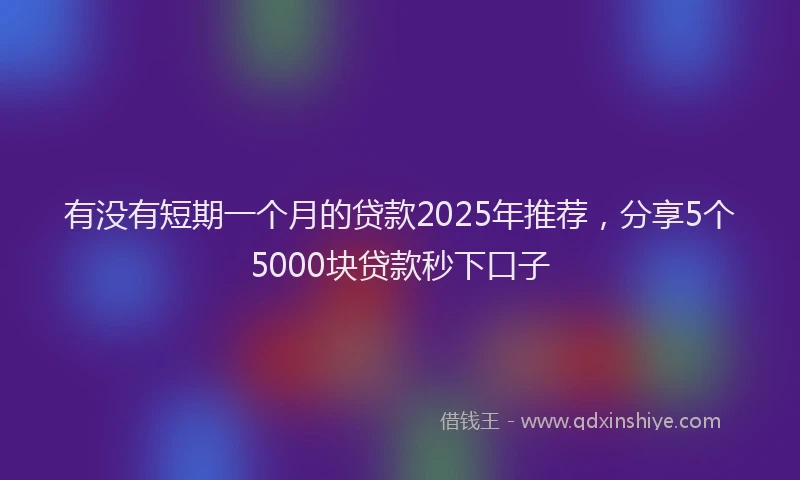 有没有短期一个月的贷款2025年推荐，分享5个5000块贷款秒下口子