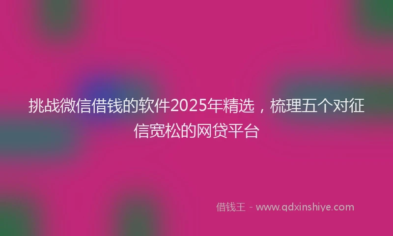 挑战微信借钱的软件2025年精选，梳理五个对征信宽松的网贷平台