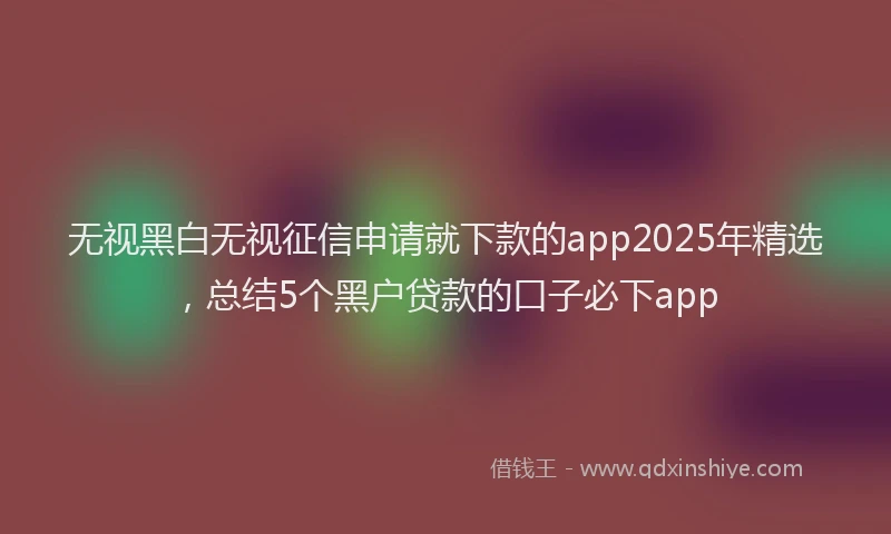 无视黑白无视征信申请就下款的app2025年精选，总结5个黑户贷款的口子必下app