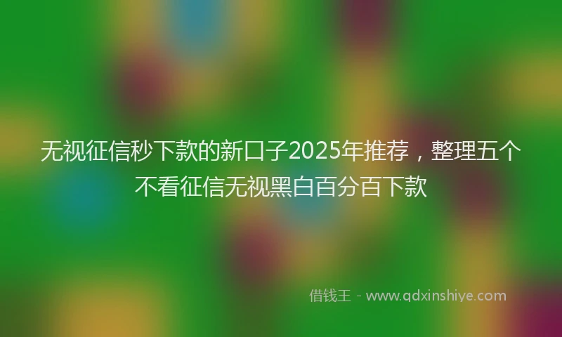 无视征信秒下款的新口子2025年推荐，整理五个不看征信无视黑白百分百下款