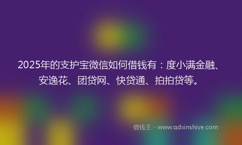 2025年的支护宝微信如何借钱有：度小满金融、安逸花、团贷网、快贷通、拍拍贷等。