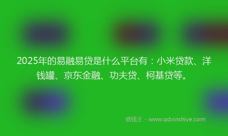 2025年的易融易贷是什么平台有：小米贷款、洋钱罐、京东金融、功夫贷、柯基贷等。