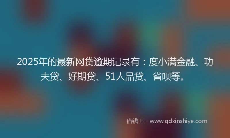 2025年的最新网贷逾期记录有：度小满金融、功夫贷、好期贷、51人品贷、省呗等。
