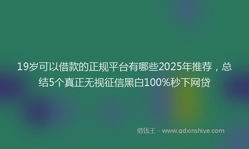 19岁可以借款的正规平台有哪些2025年推荐，总结5个真正无视征信黑白100%秒下网贷