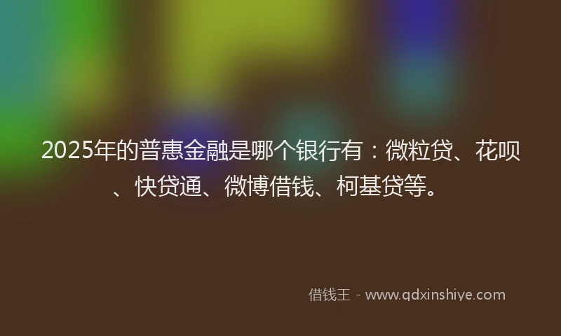 2025年的普惠金融是哪个银行有：微粒贷、花呗、快贷通、微博借钱、柯基贷等。