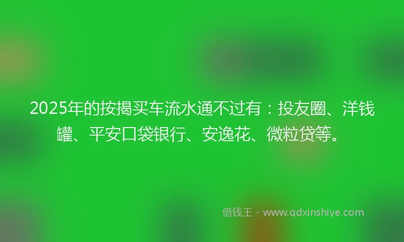 2025年的按揭买车流水通不过有：投友圈、洋钱罐、平安口袋银行、安逸花、微粒贷等。