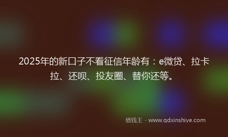 2025年的新口子不看征信年龄有：e微贷、拉卡拉、还呗、投友圈、替你还等。