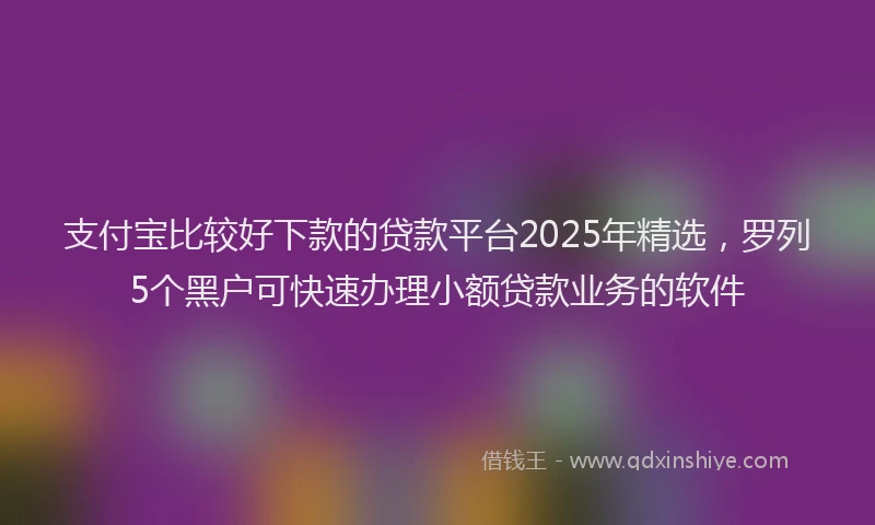 支付宝比较好下款的贷款平台2025年精选，罗列5个黑户可快速办理小额贷款业务的软件