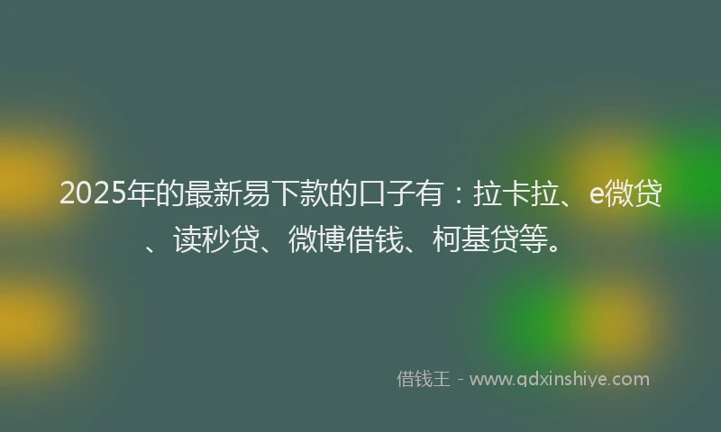 2025年的最新易下款的口子有：拉卡拉、e微贷、读秒贷、微博借钱、柯基贷等。