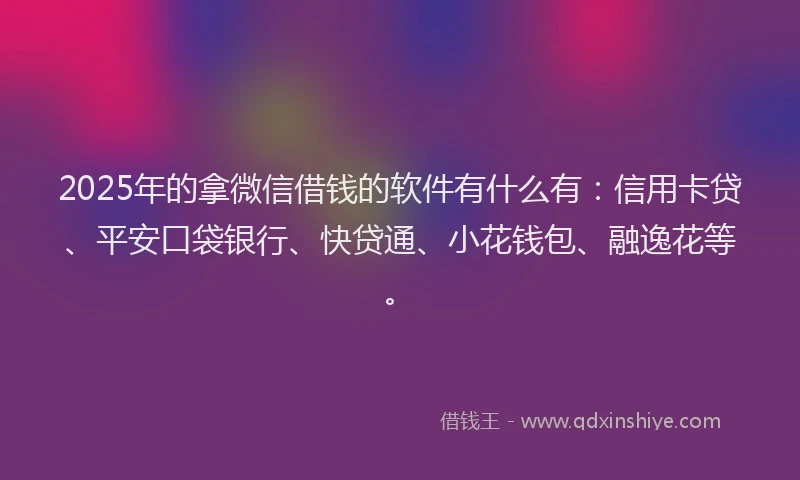 2025年的拿微信借钱的软件有什么有：信用卡贷、平安口袋银行、快贷通、小花钱包、融逸花等。