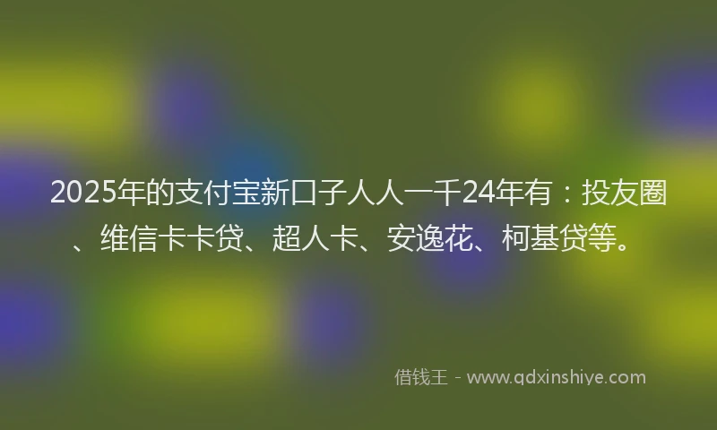 2025年的支付宝新口子人人一千24年有：投友圈、维信卡卡贷、超人卡、安逸花、柯基贷等。