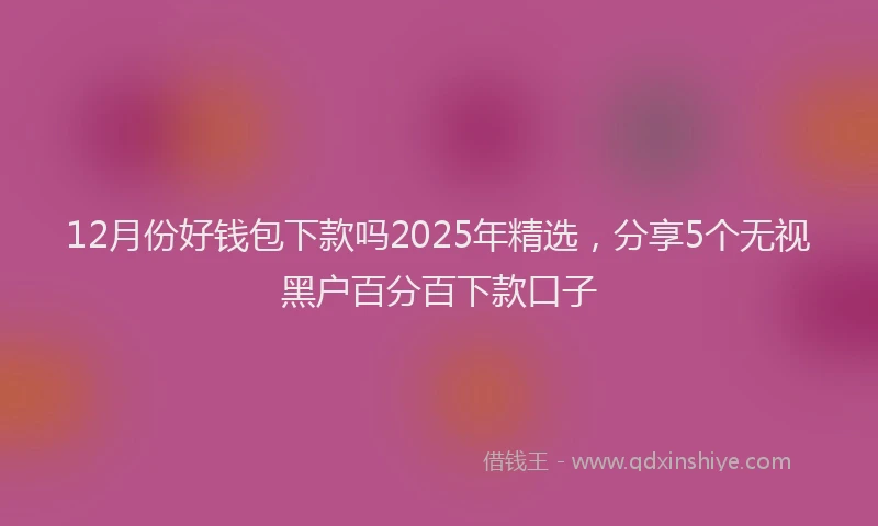 12月份好钱包下款吗2025年精选，分享5个无视黑户百分百下款口子
