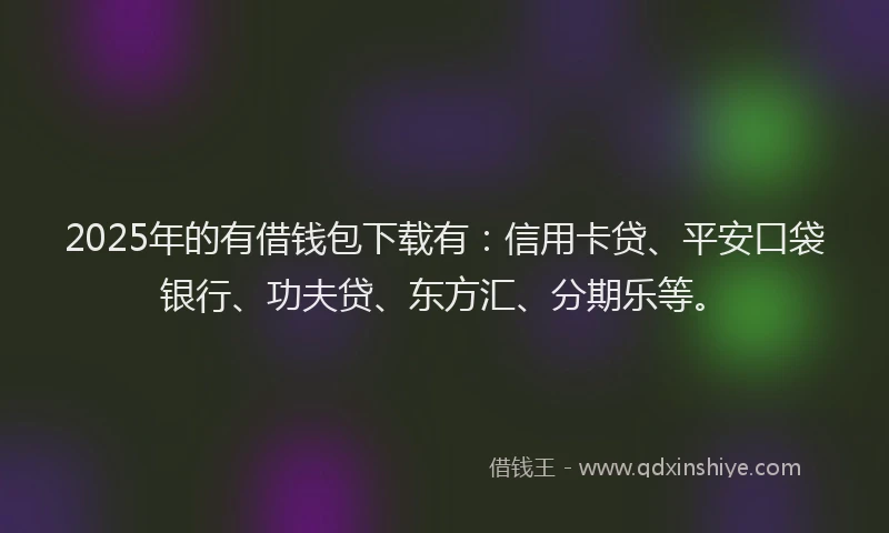 2025年的有借钱包下载有：信用卡贷、平安口袋银行、功夫贷、东方汇、分期乐等。