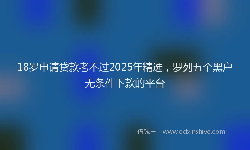 18岁申请贷款老不过2025年精选，罗列五个黑户无条件下款的平台