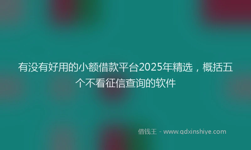 有没有好用的小额借款平台2025年精选，概括五个不看征信查询的软件