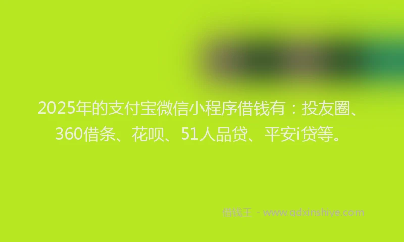 2025年的支付宝微信小程序借钱有：投友圈、360借条、花呗、51人品贷、平安i贷等。