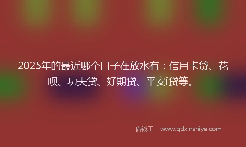 2025年的最近哪个口子在放水有：信用卡贷、花呗、功夫贷、好期贷、平安i贷等。