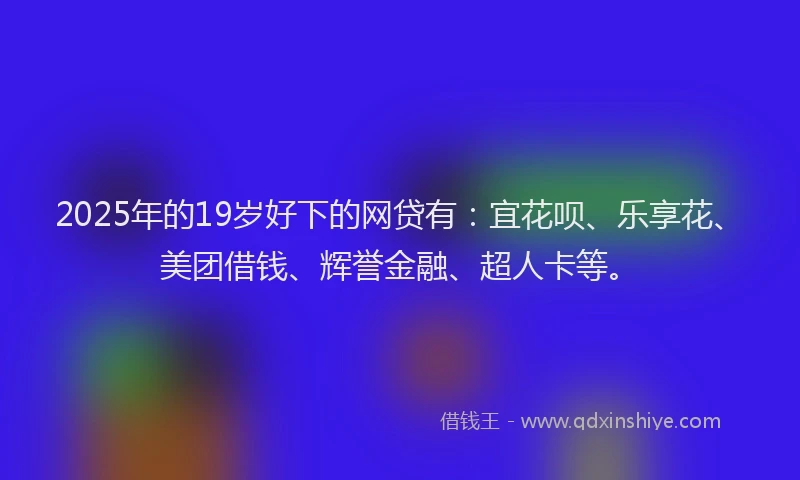 2025年的19岁好下的网贷有：宜花呗、乐享花、美团借钱、辉誉金融、超人卡等。
