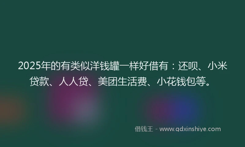 2025年的有类似洋钱罐一样好借有：还呗、小米贷款、人人贷、美团生活费、小花钱包等。