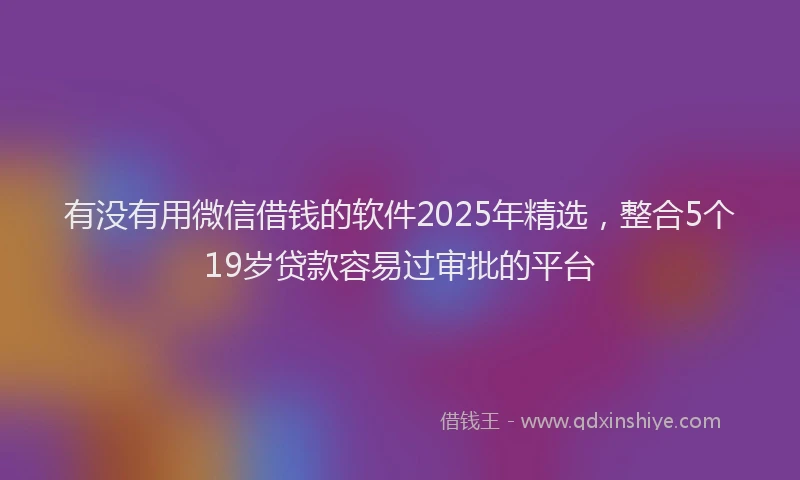 有没有用微信借钱的软件2025年精选，整合5个19岁贷款容易过审批的平台