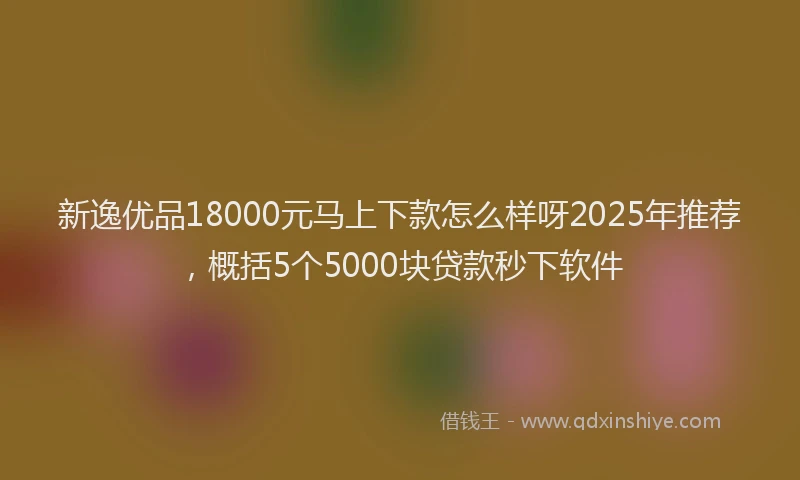 新逸优品18000元马上下款怎么样呀2025年推荐，概括5个5000块贷款秒下软件