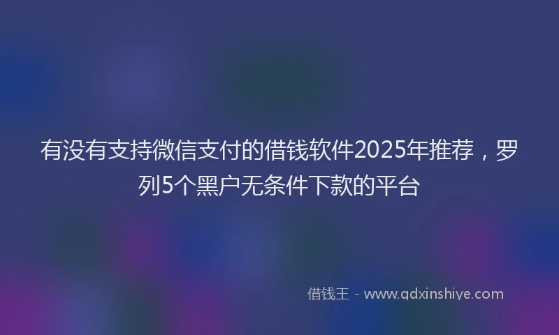有没有支持微信支付的借钱软件2025年推荐，罗列5个黑户无条件下款的平台