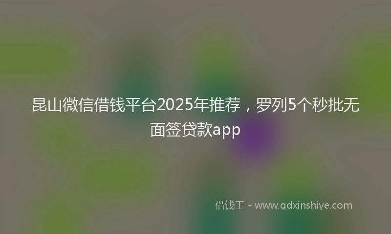 昆山微信借钱平台2025年推荐，罗列5个秒批无面签贷款app