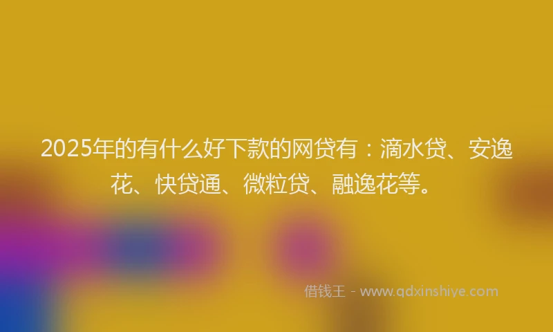 2025年的有什么好下款的网贷有：滴水贷、安逸花、快贷通、微粒贷、融逸花等。