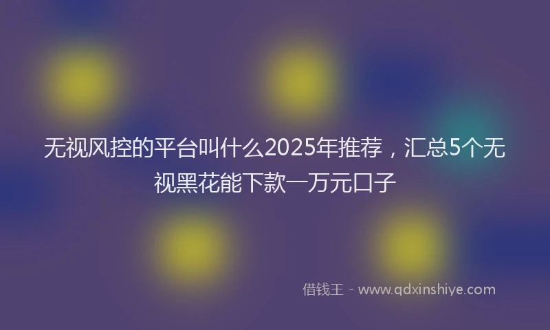 无视风控的平台叫什么2025年推荐，汇总5个无视黑花能下款一万元口子