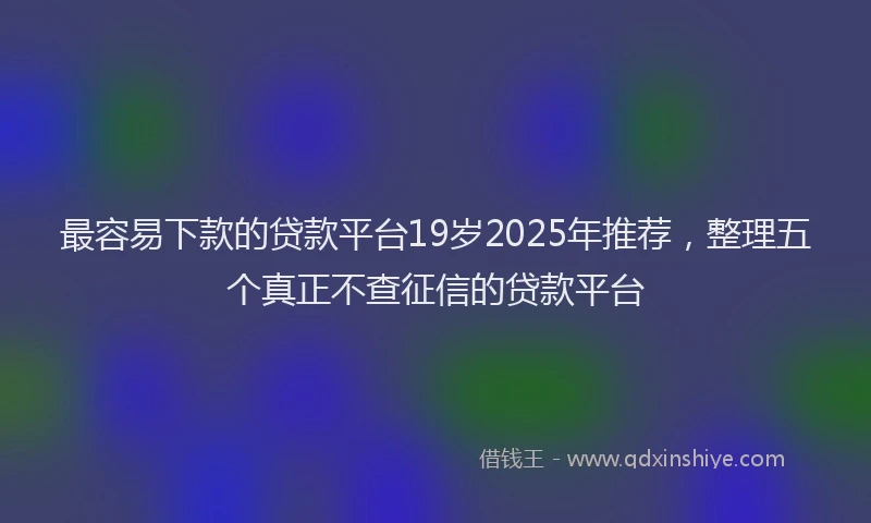 最容易下款的贷款平台19岁2025年推荐，整理五个真正不查征信的贷款平台