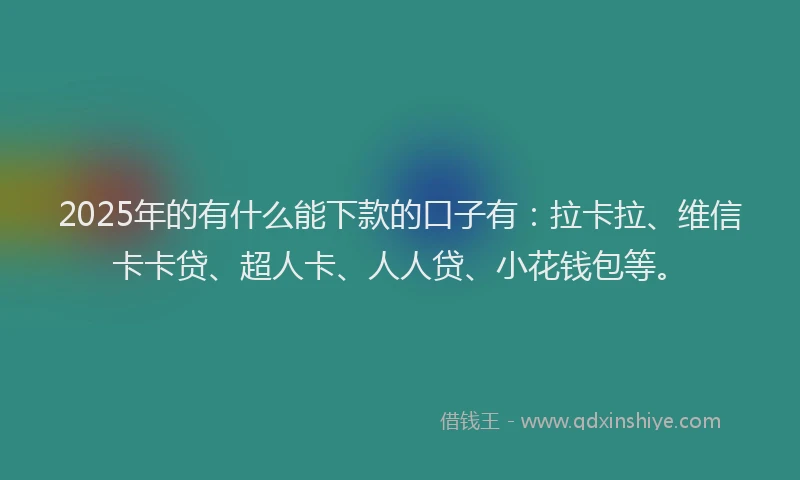 2025年的有什么能下款的口子有：拉卡拉、维信卡卡贷、超人卡、人人贷、小花钱包等。