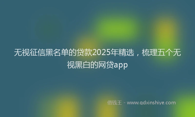 无视征信黑名单的贷款2025年精选，梳理五个无视黑白的网贷app