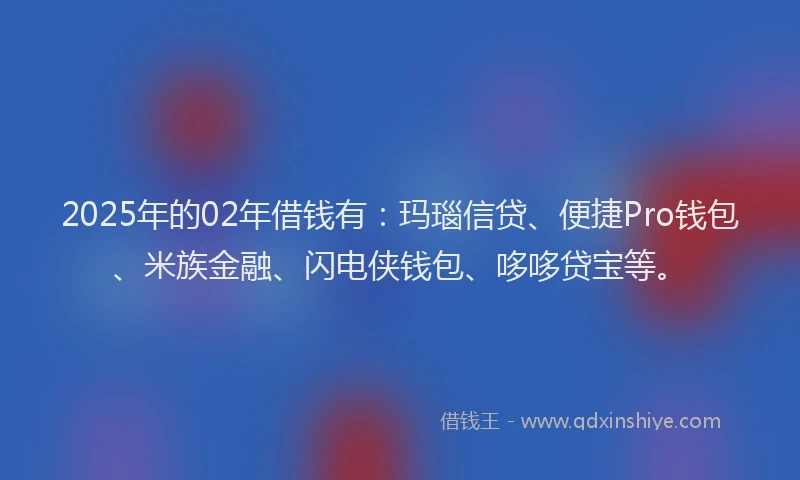 2025年的02年借钱有：玛瑙信贷、便捷Pro钱包、米族金融、闪电侠钱包、哆哆贷宝等。