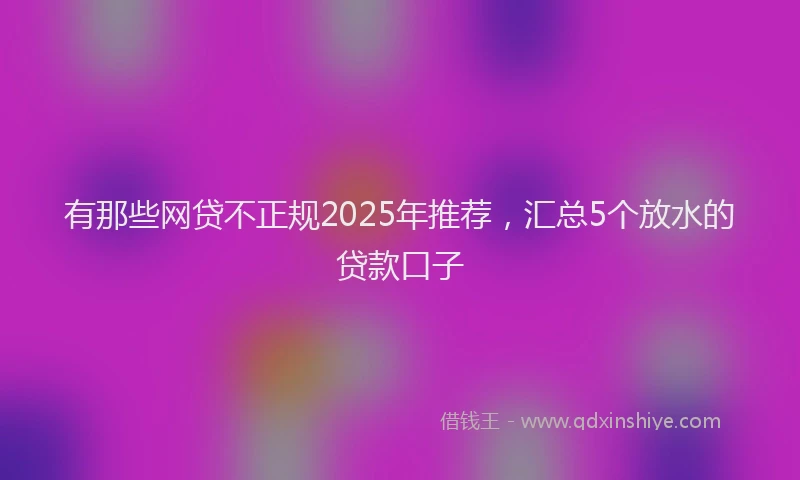 有那些网贷不正规2025年推荐，汇总5个放水的贷款口子