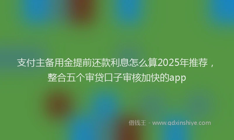 支付主备用金提前还款利息怎么算2025年推荐，整合五个审贷口子审核加快的app